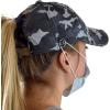 imageCC Ponycap Criss Cross Messy Bun Side Button for Mask Adjustable Baseball CapBlue Camo