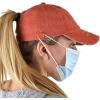 imageCC Ponycap Criss Cross Messy Bun Side Button for Mask Adjustable Baseball CapBurnt Orange