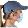 imageCC Ponycap Criss Cross Messy Bun Side Button for Mask Adjustable Baseball CapDenim