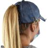 imageCC Ponycap Criss Cross Messy Bun Side Button for Mask Adjustable Baseball CapDenim