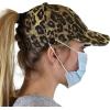 imageCC Ponycap Criss Cross Messy Bun Side Button for Mask Adjustable Baseball CapLeopard