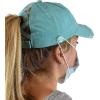 imageCC Ponycap Criss Cross Messy Bun Side Button for Mask Adjustable Baseball CapMint