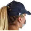 imageCC Ponycap Criss Cross Messy Bun Side Button for Mask Adjustable Baseball CapNavy