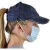 imageCC Ponycap Criss Cross Messy Bun Side Button for Mask Adjustable Baseball CapNavy