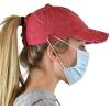 imageCC Ponycap Criss Cross Messy Bun Side Button for Mask Adjustable Baseball CapRed