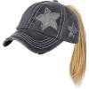 imageCC Ponycap Messy High Bun Ponytail Adjustable Glitter Star Distressed Baseball Cap HatGrey
