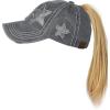 imageCC Ponycap Messy High Bun Ponytail Adjustable Glitter Star Distressed Baseball Cap HatGrey