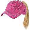 imageCC Ponycap Messy High Bun Ponytail Adjustable Glitter Star Distressed Baseball Cap HatHot Pink