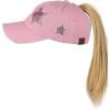 imageCC Ponycap Messy High Bun Ponytail Adjustable Glitter Star Distressed Baseball Cap HatLight Pink