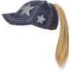 imageCC Ponycap Messy High Bun Ponytail Adjustable Glitter Star Distressed Baseball Cap HatNavy