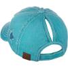 imageCC Ponycap Messy High Bun Ponytail Adjustable Glitter Star Distressed Baseball Cap HatTurquoise