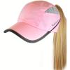 imageCC Ponycap Messy High Bun Ponytail Water Resistant Adjustable Mesh Reflective Sporty Baseball CapPink