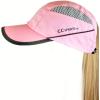 imageCC Ponycap Messy High Bun Ponytail Water Resistant Adjustable Mesh Reflective Sporty Baseball CapPink