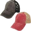 imageCC Ponytail Criss Cross Messy Buns Ponycaps Baseball Cap Dad Trucker Mesh Hat 1 Distressed Black  1 Distressed Berry