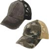 imageCC Ponytail Criss Cross Messy Buns Ponycaps Baseball Cap Dad Trucker Mesh Hat 1 Distressed Black  1 Distressed Camo Gray