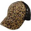 imageCC Ponytail Criss Cross Messy Buns Ponycaps Baseball Cap Dad Trucker Mesh Hat Distressed Baby LeopardBlack