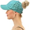 imageCC Ponytail Criss Cross Messy Buns Ponycaps Baseball Cap Dad Trucker Mesh Hat Solid Basket Weave Mint