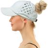 imageCC Ponytail Criss Cross Messy Buns Ponycaps Baseball Cap Dad Trucker Mesh Hat Solid Basket Weave White
