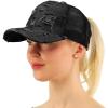 imageCC Ponytail Messy Buns Trucker Ponycaps Plain Baseball Visor Cap Dad Hat Denim Black