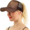 imageCC Ponytail Messy Buns Trucker Ponycaps Plain Baseball Visor Cap Dad Hat Glitter Bronze