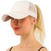 imageCC Ponytail Messy Buns Trucker Ponycaps Plain Baseball Visor Cap Dad Hat White