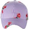 imageCC Poplin Pinstripe Print Embroidered Flower Adjustable Baseball Cap Purple