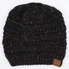 imageCC Ribbed Confetti Knit Beanie Tail Hat for Adult MB33Black