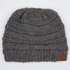 imageCC Ribbed Confetti Knit Beanie Tail Hat for Adult MB33Dk Mel Grey