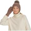 imageCC Sequin Pom Beanie for Women  Acrylic Stretchable Soft Warm Knit Winter Skully Hat with Yarn PomEarflapmocha