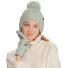 imageCC Sequin Pom Beanie for Women  Acrylic Stretchable Soft Warm Knit Winter Skully Hat with Yarn PomEarflapsage