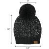 imageCC Sequin Pom Beanie for Women  Acrylic Stretchable Soft Warm Knit Winter Skully Hat with Yarn PomSequinblack  Black