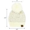 imageCC Sequin Pom Beanie for Women  Acrylic Stretchable Soft Warm Knit Winter Skully Hat with Yarn PomSequinivory  Silver