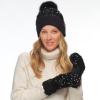 imageCC Sequin Pom Beanie for Women  Acrylic Stretchable Soft Warm Knit Winter Skully Hat with Yarn PomSparklesblack