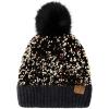 imageCC Sequin Pom Beanie for Women  Acrylic Stretchable Soft Warm Knit Winter Skully Hat with Yarn PomSparklesgold