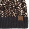 imageCC Sequin Pom Beanie for Women  Acrylic Stretchable Soft Warm Knit Winter Skully Hat with Yarn PomSparklesgold