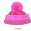 imageCC Sequin Pom Beanie for Women  Acrylic Stretchable Soft Warm Knit Winter Skully Hat with Yarn PomSparkleshot Pink
