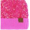 imageCC Sequin Pom Beanie for Women  Acrylic Stretchable Soft Warm Knit Winter Skully Hat with Yarn PomSparkleshot Pink