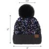 imageCC Sequin Pom Beanie for Women  Acrylic Stretchable Soft Warm Knit Winter Skully Hat with Yarn PomSparklespurple  Black