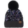 imageCC Sequin Pom Beanie for Women  Acrylic Stretchable Soft Warm Knit Winter Skully Hat with Yarn PomSparklespurple  Black