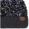 imageCC Sequin Pom Beanie for Women  Acrylic Stretchable Soft Warm Knit Winter Skully Hat with Yarn PomSparklespurple  Black