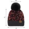 imageCC Sequin Pom Beanie for Women  Acrylic Stretchable Soft Warm Knit Winter Skully Hat with Yarn PomSparklesred  Black