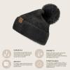 imageCC Sequin Pom Beanie for Women  Acrylic Stretchable Soft Warm Knit Winter Skully Hat with Yarn PomTerryblack