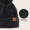 imageCC Sequin Pom Beanie for Women  Acrylic Stretchable Soft Warm Knit Winter Skully Hat with Yarn PomTerryblack