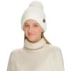 imageCC Sequin Pom Beanie for Women  Acrylic Stretchable Soft Warm Knit Winter Skully Hat with Yarn PomTerryivory