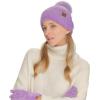imageCC Sequin Pom Beanie for Women  Acrylic Stretchable Soft Warm Knit Winter Skully Hat with Yarn PomTerrylavender