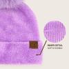 imageCC Sequin Pom Beanie for Women  Acrylic Stretchable Soft Warm Knit Winter Skully Hat with Yarn PomTerrylavender