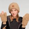 imageCC Sherpa Cuff Beanie Hat Suede Logo and Sherpa Mitten Gloves HAT008MT008Dkcamelgift Set