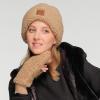 imageCC Sherpa Cuff Beanie Hat Suede Logo and Sherpa Mitten Gloves HAT008MT008Dkcamelgift Set