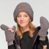 imageCC Sherpa Cuff Beanie Hat Suede Logo and Sherpa Mitten Gloves HAT008MT008Greygift Set