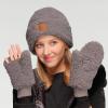 imageCC Sherpa Cuff Beanie Hat Suede Logo and Sherpa Mitten Gloves HAT008MT008Greygift Set